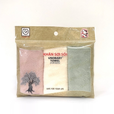 Set 3 khăn mặt sợi sồi S'Baby Unobaby 25x25 cm