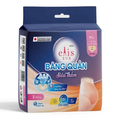 Băng vệ sinh dạng quần elis siêu thấm màu da size M-L (2 miếng)