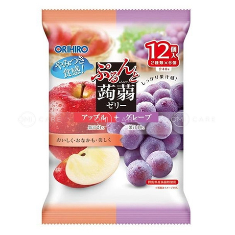 Thạch Orihiro mix 2 vị hoa quả 12 chiếc x 18g (nhiều vị) (Vị táo và nho 240g)