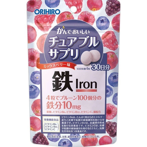 Viên nhai Orihiro bổ sung sắt và acid folic 120 viên