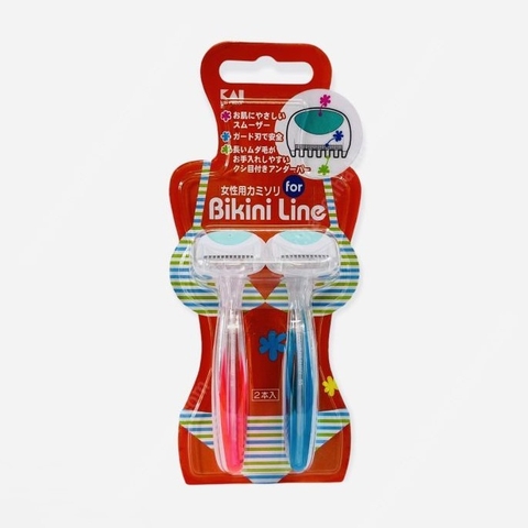 Set 2 dao cạo vùng Bikini Kai - màu xanh đỏ