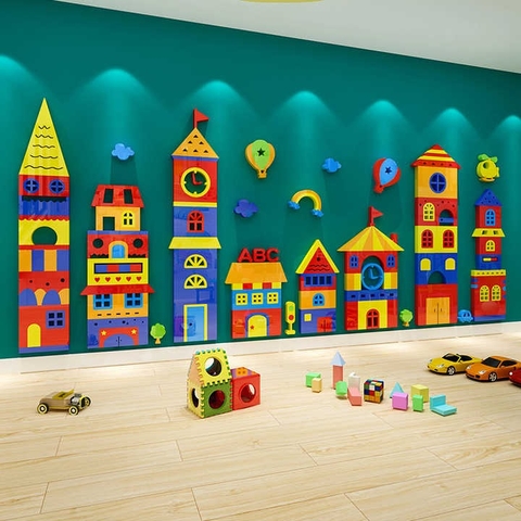 Decor lâu đài máy bay hoạt hình thị trấn nhỏ