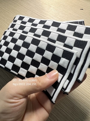 BO CỔ ÁO THUN - BO CỔ CARO TRẮNG ĐEN