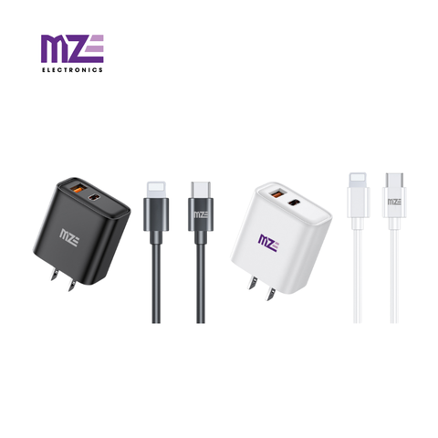 Bộ cáp sạc điện thoại 2 cổng  MZE Charge Max I - TypeC To Lighting - PC01