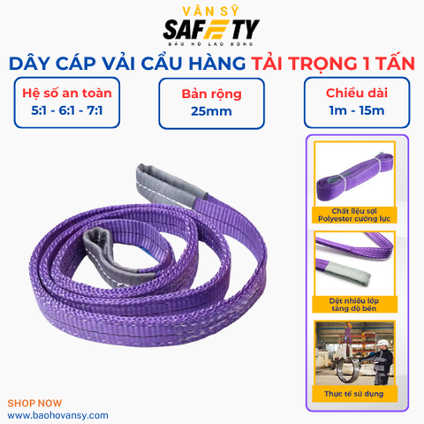 DÂY CÁP VẢI CẨU HÀNG TẢI TRỌNG 1 TẤN