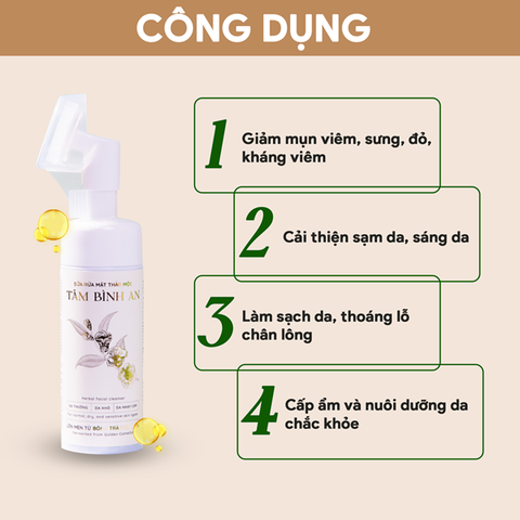 Công dụng sữa rửa mặt Tâm Bình An tem vàng dành cho da nhờn, da hỗn hợp