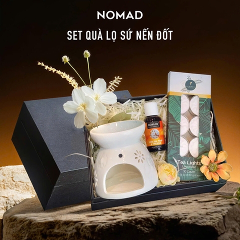 Set Quà Lọ Sứ Nến Đốt + Tinh Dầu + Nến Tea Light