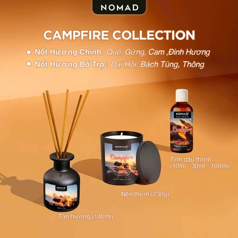 Bộ Tán Hương Que Mây Nomad Reed Diffuser Campfire 140ml