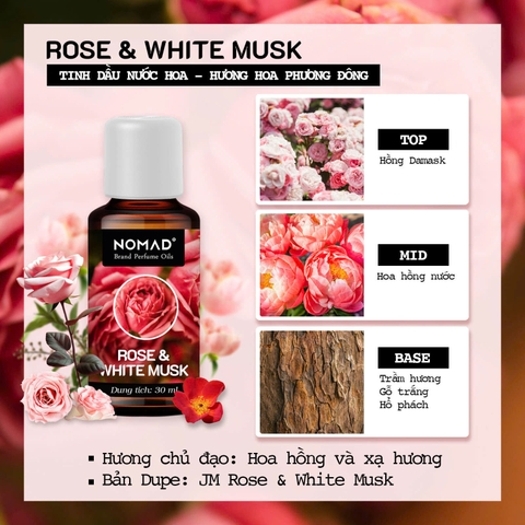 Tinh Dầu Nước Hoa Cô Đặc Nomad Brand Perfume Oils - Rose & White Musk