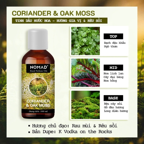 Tinh Dầu Nước Hoa Cô Đặc Nomad Brand Perfume Oils - Coriander & Oakmoss