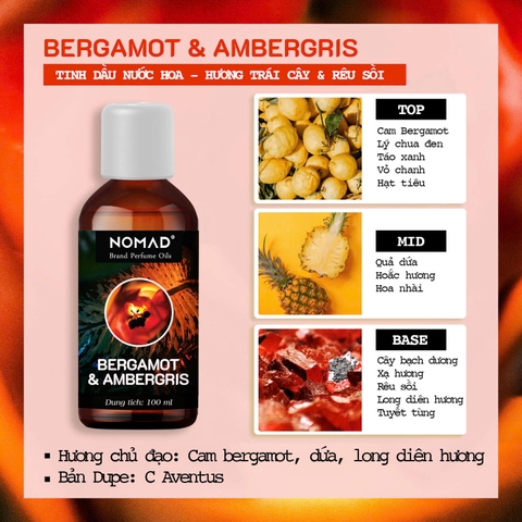 Tinh Dầu Nước Hoa Cô Đặc Nomad Brand Perfume Oils - Bergamot & Ambergris
