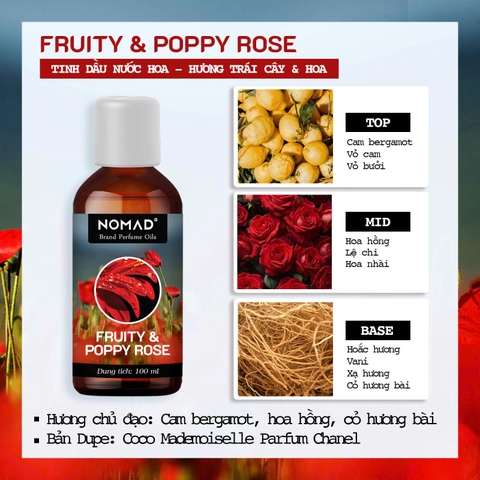 Tinh Dầu Nước Hoa Cô Đặc Nomad Brand Perfume Oils - Fruity & Poppy Rose