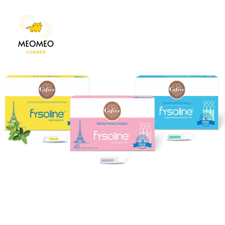 *Nước muối sinh lý Fysoline Gifrer - Vệ sinh mắt , mũi , miệng cho bé fysoline vàng & hồng
