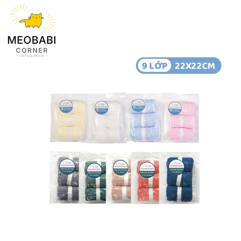 Khăn sữa L'Ange 9 lớp 22x22cm (set 3 cái)