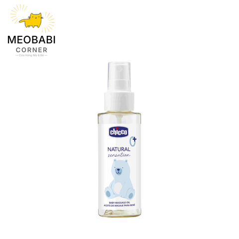 Dầu mát xa cấp ẩm & hỗ trợ đàn hồi da Chicco Massage Oil Natural Sensation 0M+ 100ml