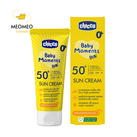 Kem chống nắng giữ ẩm và dưỡng da 3 tác động UVA/UVB SPF 50+ Chicco dành cho bé từ sơ sinh