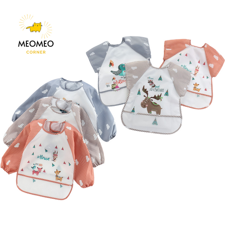 Áo yếm ăn dặm BLW cao cấp [Chống thấm nước, có máng chứa thức ăn rơi]