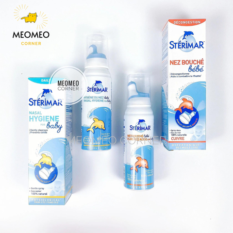 Xịt muối biển cá heo vàng và cá heo cam cho bé Sterimar của Pháp 100ml