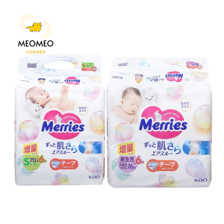 Tã/Bỉm Merries nội địa Nhật bỉm dán, bỉm quần size sz sơ sinh, NB, S, M, L, XL, XXL, XXXL [Jumbo cộng miếng]