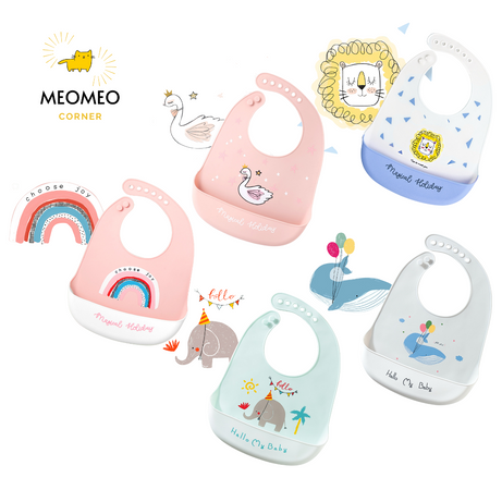 Yếm ăn dặm silicone có máng cho bé