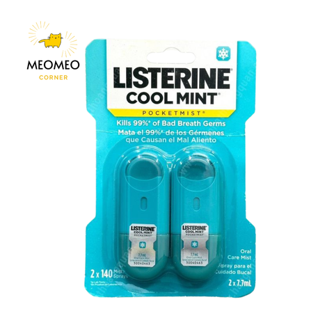 Xịt thơm miệng diệt khuẩn Listerine 7,7ml Cool Mint Pocket Mist của Mỹ