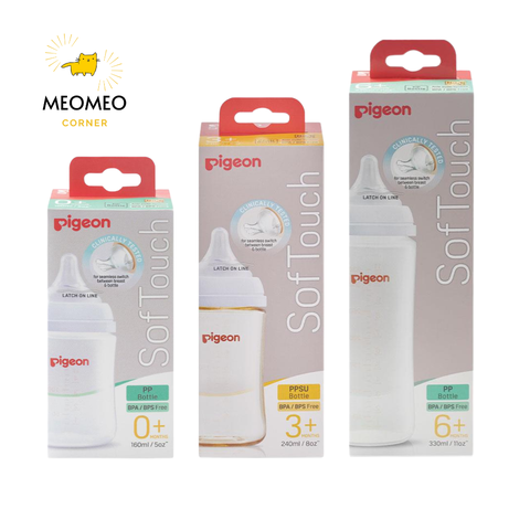 Bình sữa Pigeon thế hệ thứ 3 cổ rộng PP / PPSU 160ml/240ml/330ml