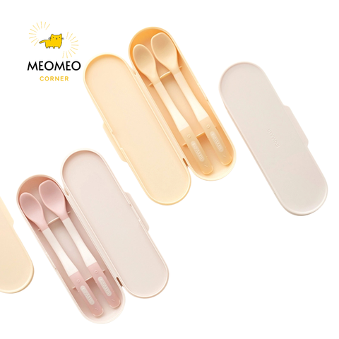 Bộ 2 Thìa Ăn Dặm Moyuum Silicon Level 1 & 2 Kèm Hộp Đựng