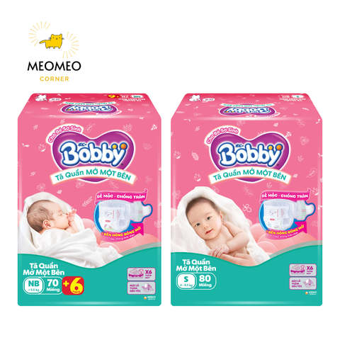Tã / bỉm quần Mở Một Bên Bobby thiết kế dễ mặc cho bé sơ sinh NB S