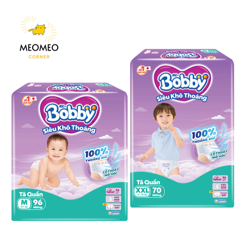 Tã / Bỉm quần siêu khô thoáng Bobby Ultra+ Gạo Non M / L / XL / XXL