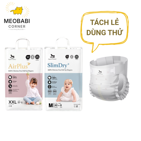 [ Miếng lẻ ]Tã / bỉm dán, quần Applecrumby Overnight ban đêm / ban ngày cho bé
