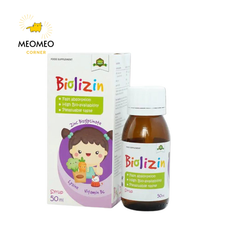 BioLizin - Kẽm Ăn Ngon Cho Bé Kẽm hữu cơ vị đào thơm ngon dễ uống
