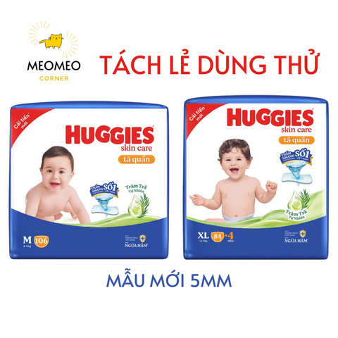 [TÁCH LẺ] Tã Quần Huggies skin care TRÀM TRÀ size M/L/XL/XXL dùng thử