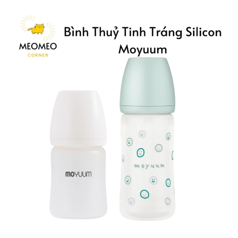 Bình sữa Moyuum Thuỷ Tinh tráng Silicon 150ml 240ml Hàn Quốc