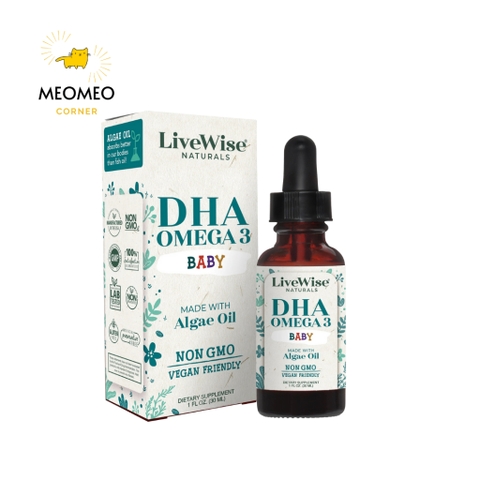 Vitamin D3+K2 D3K2 Livewise / OMEGA 3-DHA Livewise / D3 tinh khiết, D3 thuần cho bé
