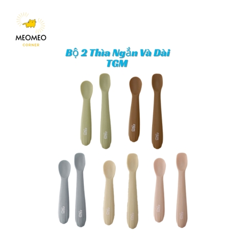 Bộ Thìa 2 Chiếc Ngắn Và Dài TGM Silicone Có Hộp Đựng Cho Bé Tập Ăn Dặm