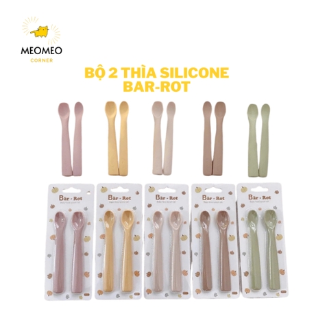 Thìa ăn dặm Set 2 thìa Silicone chính hãng Bar-rot