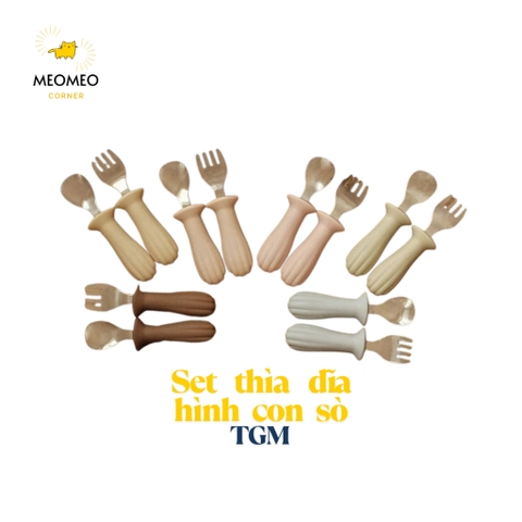 Set Thìa Dĩa Ăn Dặm TGM Silicone SPOON & FORK Hình Con Sò Cho Bé