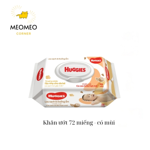 Khăn ướt Huggies Chiết Xuất Ca Cao và Bơ hạt mỡ (72 miếng/gói)