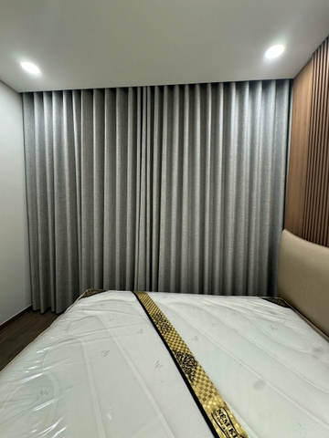 Rèm Vải Bố 2 Lớp Màu Ghi + Voal trắng