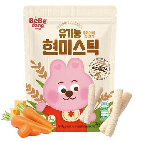 Bánh gạo lứt hữu cơ Bebedang hình que vị cà rốt