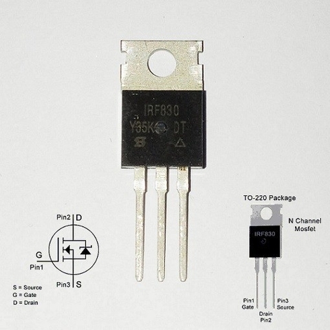 IRF830 Mosfet kênh N 4.5A 500V TO-220