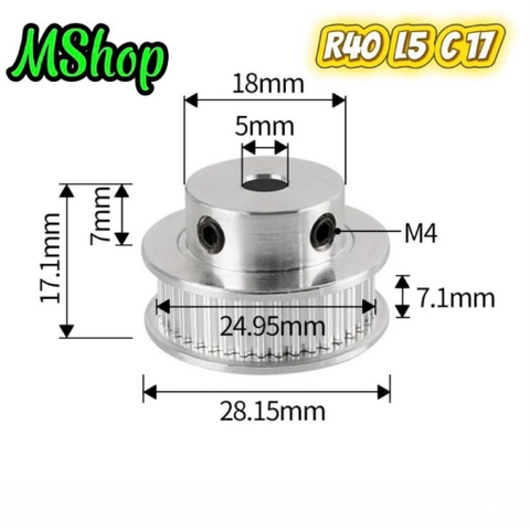 Puly - Bánh răng GT2 bản 6mm dành cho máy in 3D, CNC