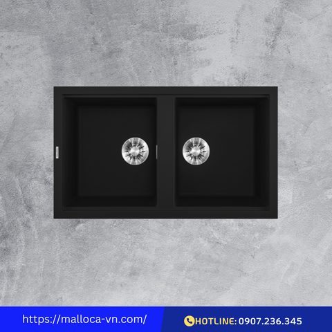 Chậu rửa đá Granite Nano Black Malloca K-45086