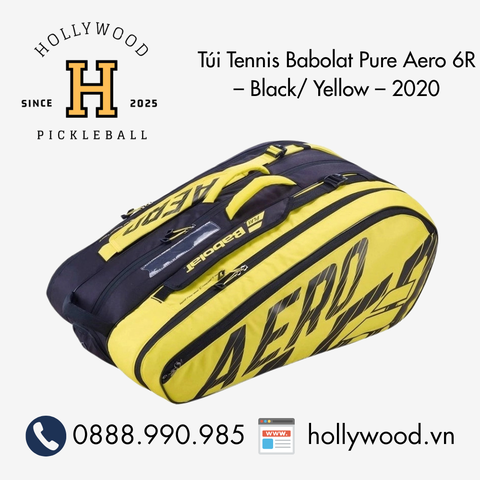 Túi Tennis Babolat Pure Aero 6R – Black/ Yellow – 2020