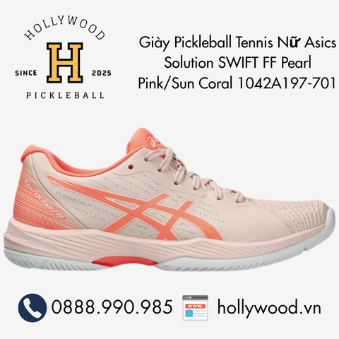 Giày Tennis Pickleball Nữ Asics Solution SWIFT FF Pearl Pink/Sun Coral 1042A197-701