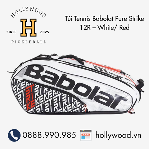 Túi Tennis Babolat Pure Strike 12R – White/ Red
