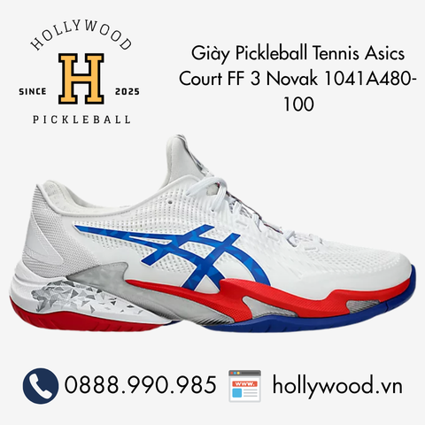 Giày Tennis Pickleball Asics Court FF 3 Novak 1041A480-100