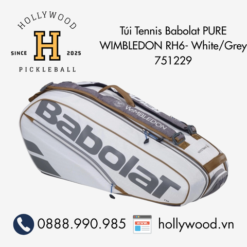 Túi Tennis Babolat PURE WIMBLEDON RH6- White/Grey 751229