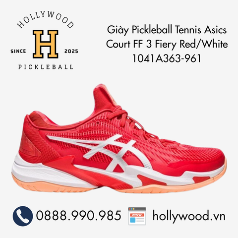 Giày Tennis Pickleball Asics Court FF 3 Fiery Red/White 1041A363-961