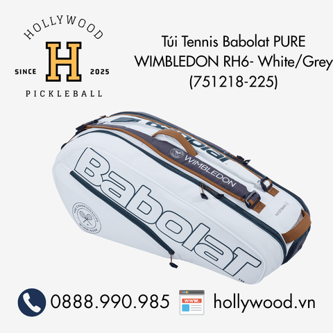 Túi Tennis Babolat PURE WIMBLEDON RH6- White/Grey (751218-225)